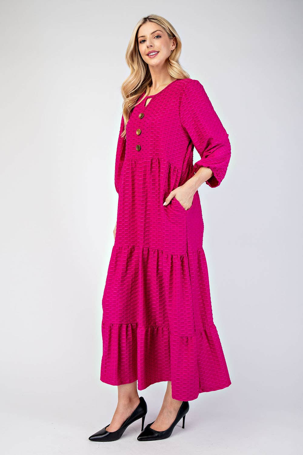 Plus Size Honeycomb Tiered Maxi Dress