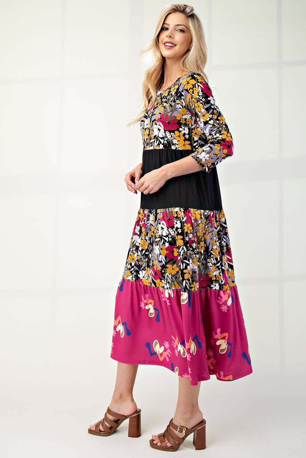 Floral Tiered Midi Dress