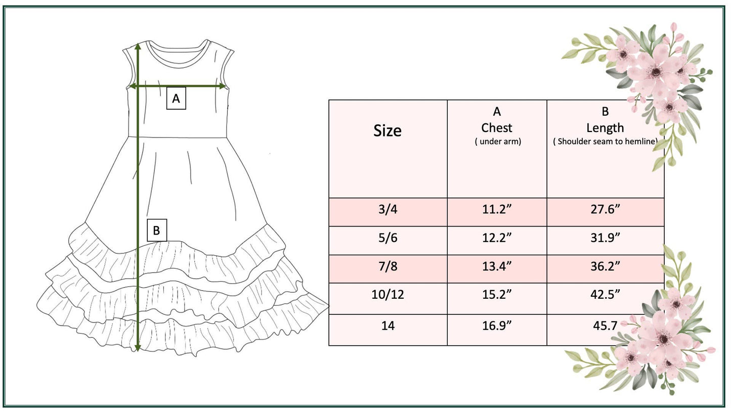 Girls' Sleeveless Floral Ruffle Dress