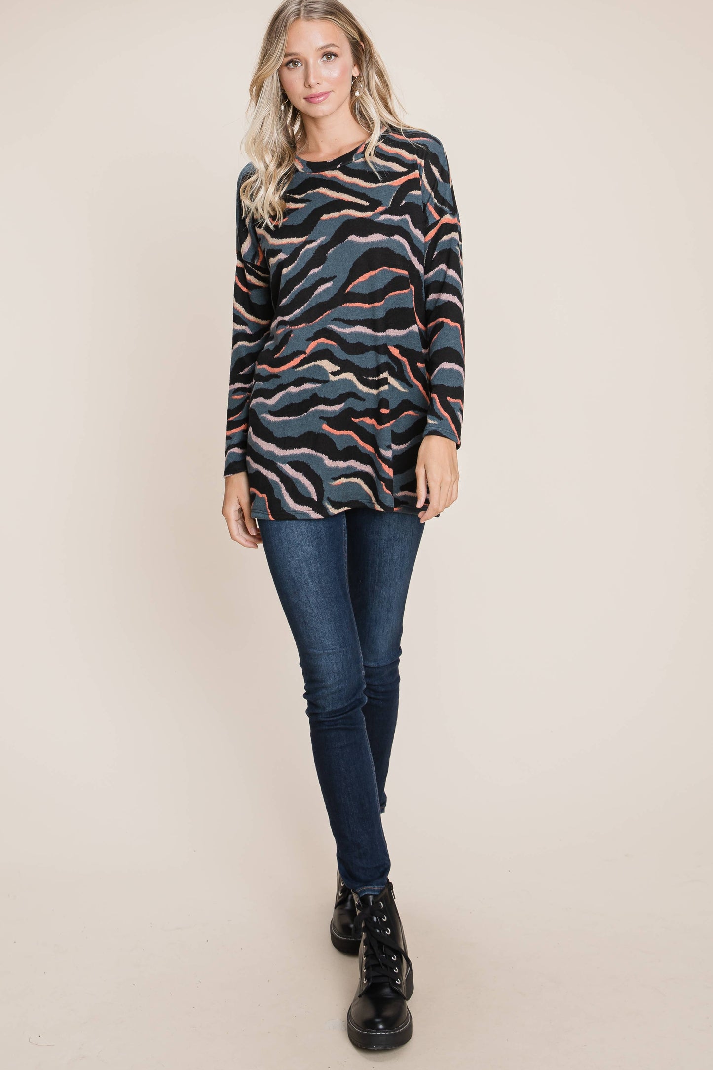Relaxed Fit Animal Print Tunic