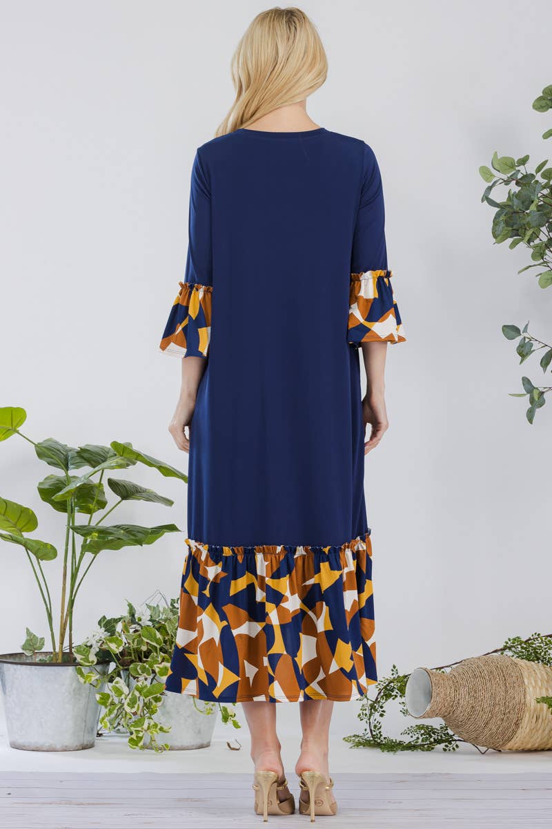 Plus Size Midi Dress w/ Ruffle Hems