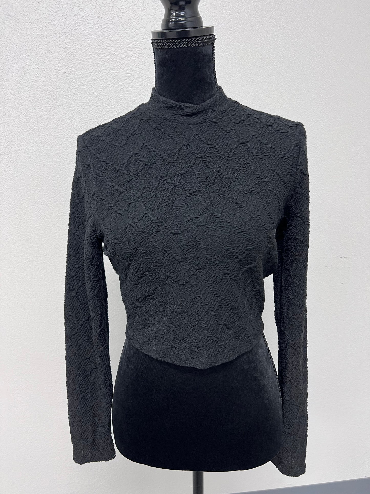 Mock Neck Jacquard Layering Crop Top