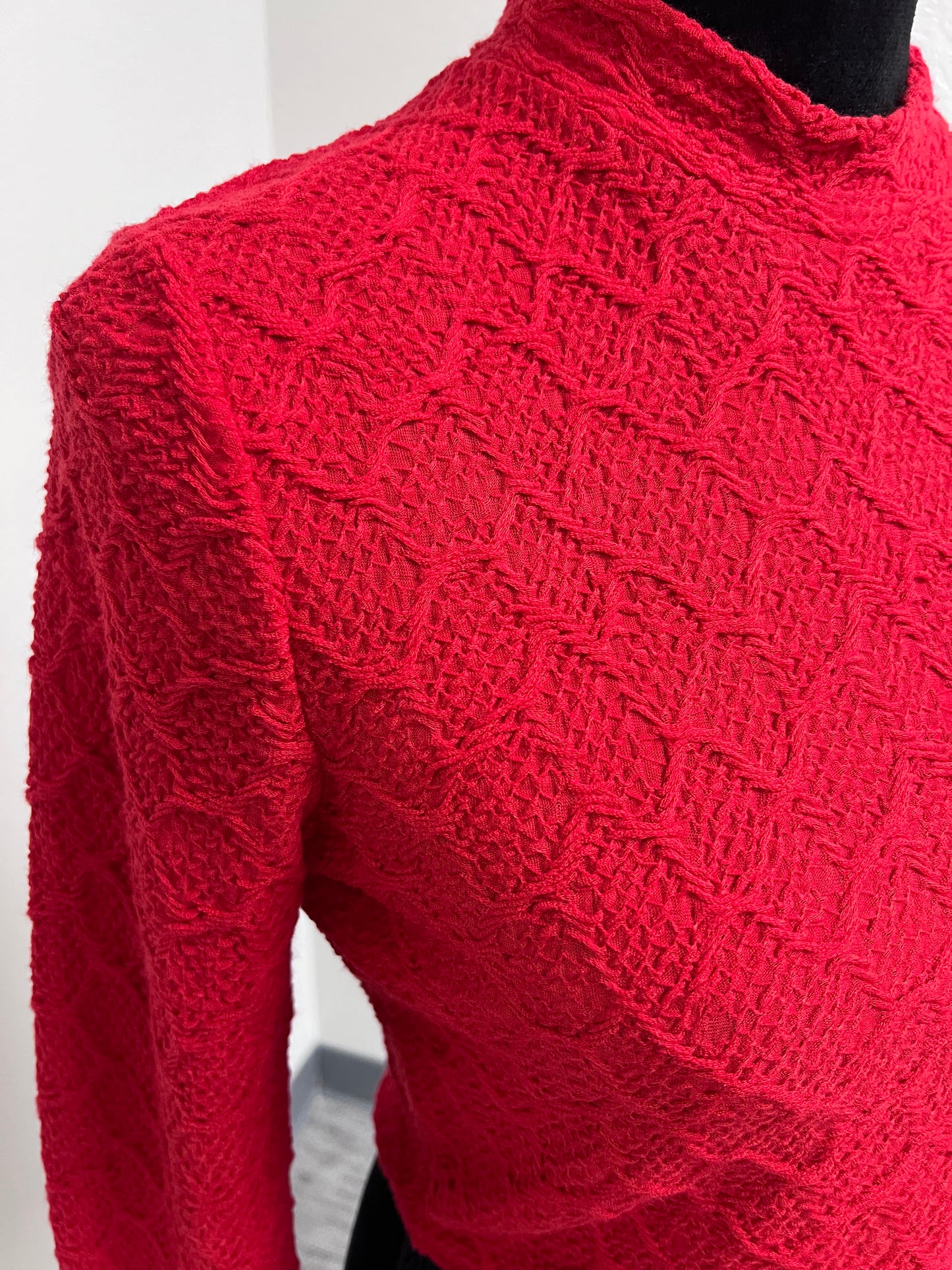 Mock Neck Jacquard Layering Crop Top