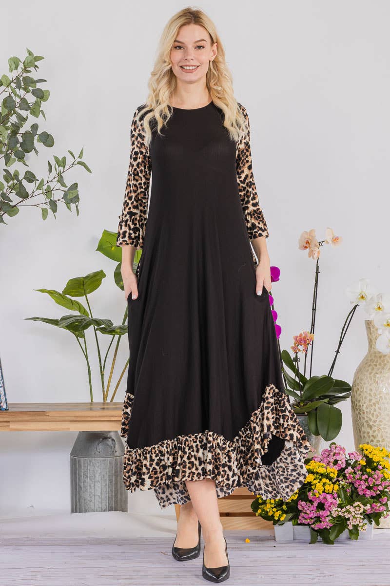 PLUS SIZE BELL SLEEVE MIDI-DRESS