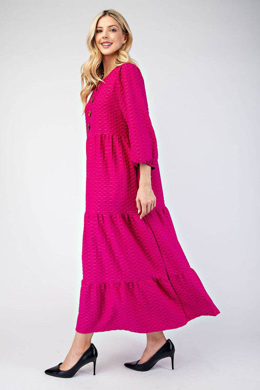 Plus Size Honeycomb Tiered Maxi Dress