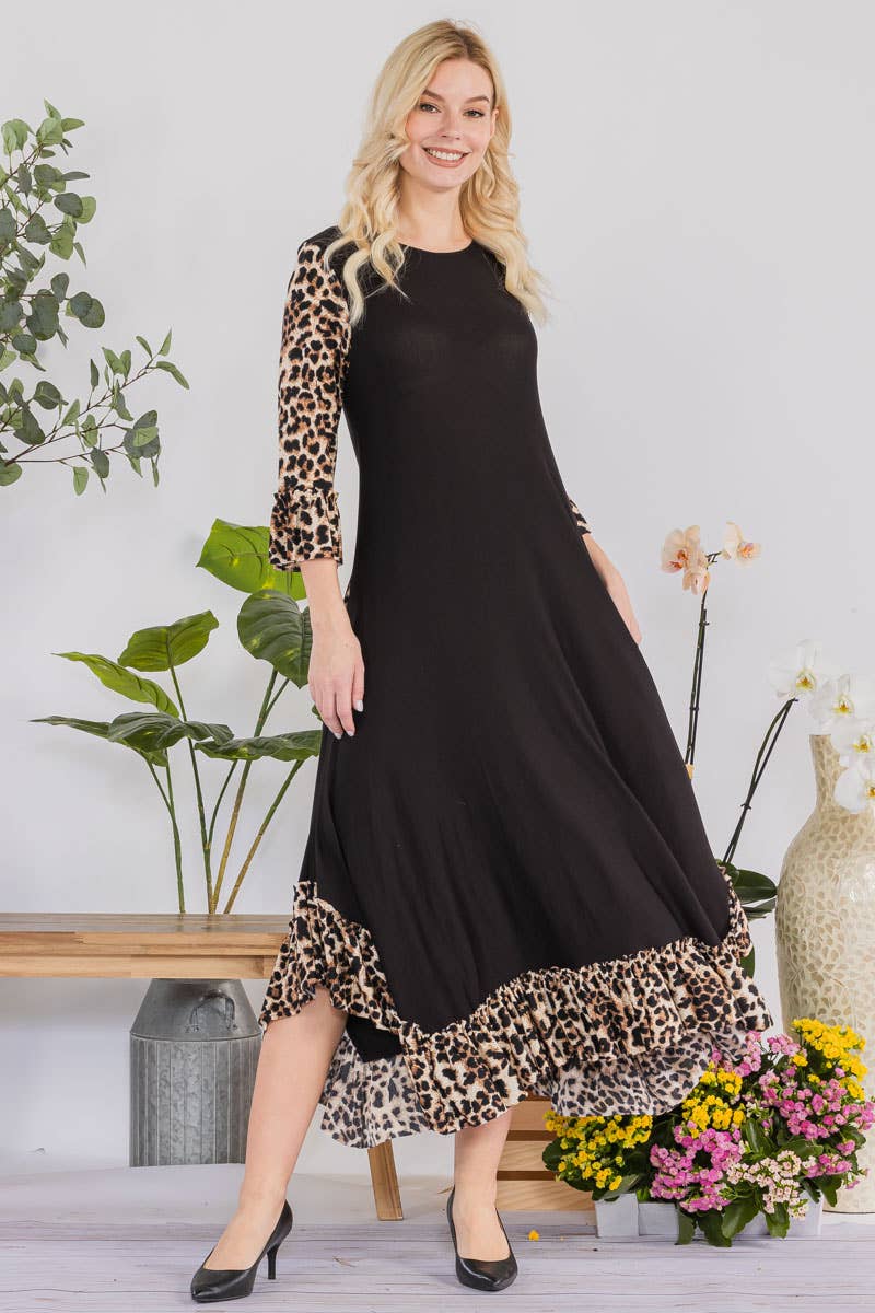 PLUS SIZE BELL SLEEVE MIDI-DRESS