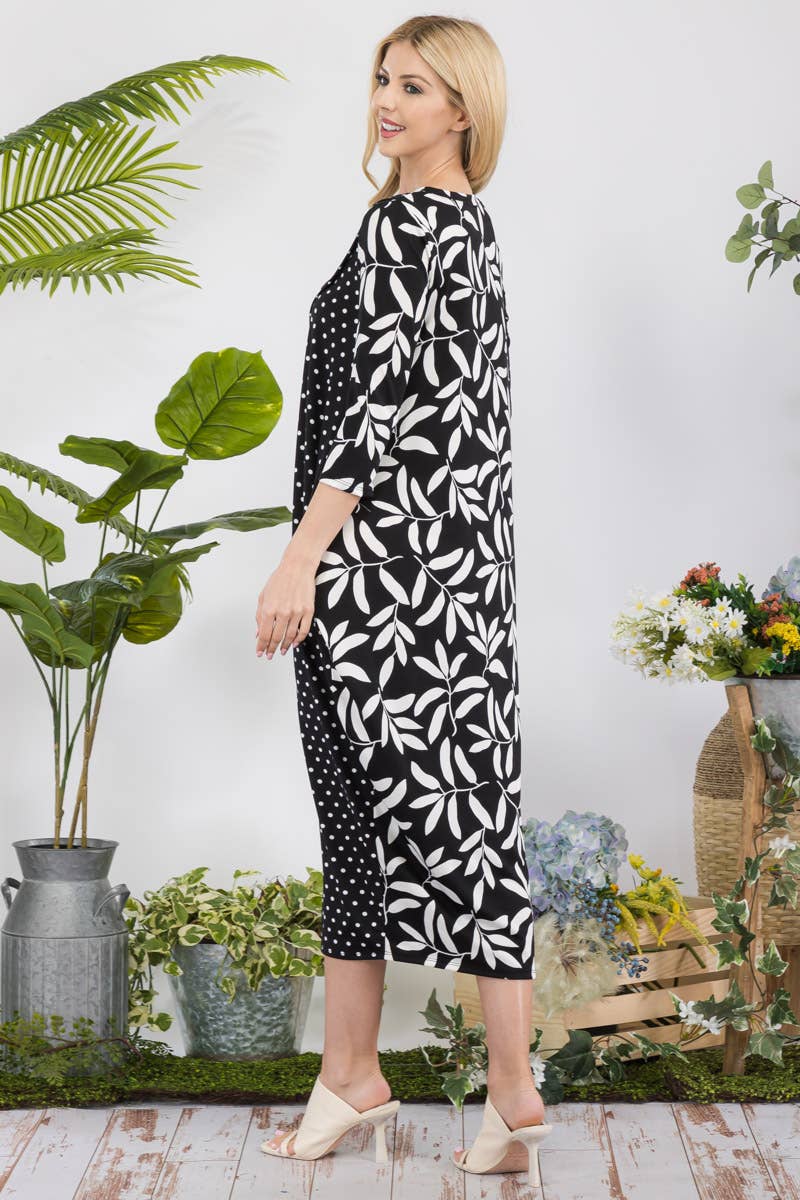 Plus Size Floral Polka Dot Bubble Dress