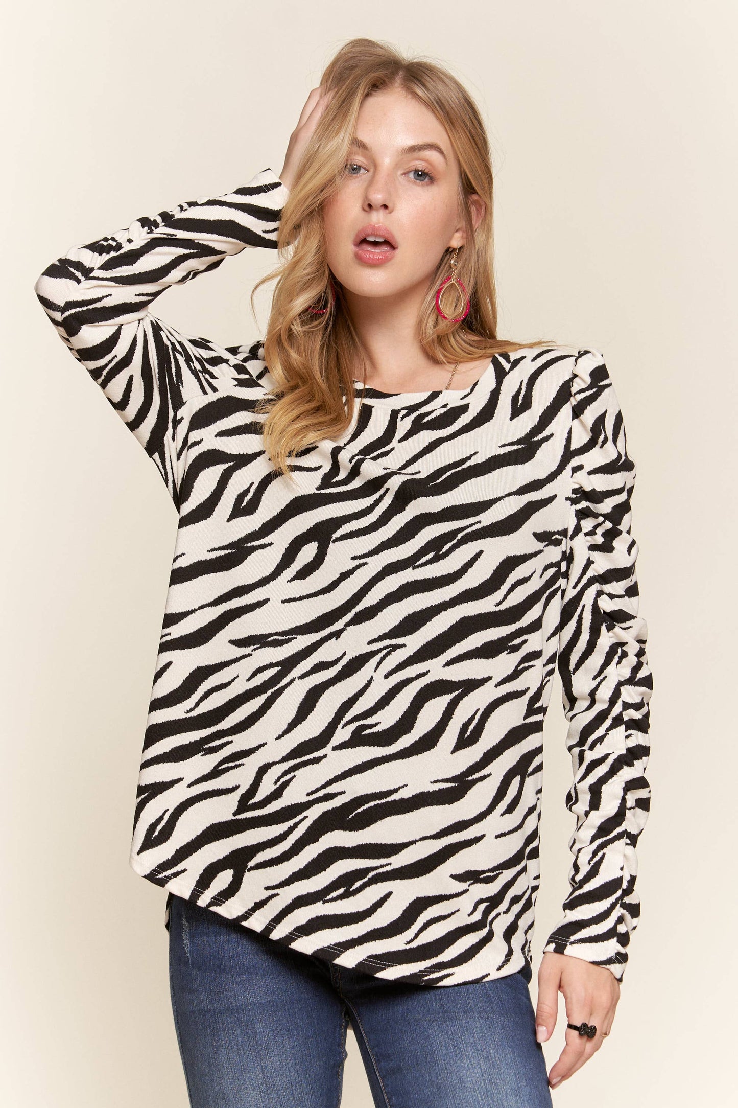 Puff Shoulder Long-Sleeve Top