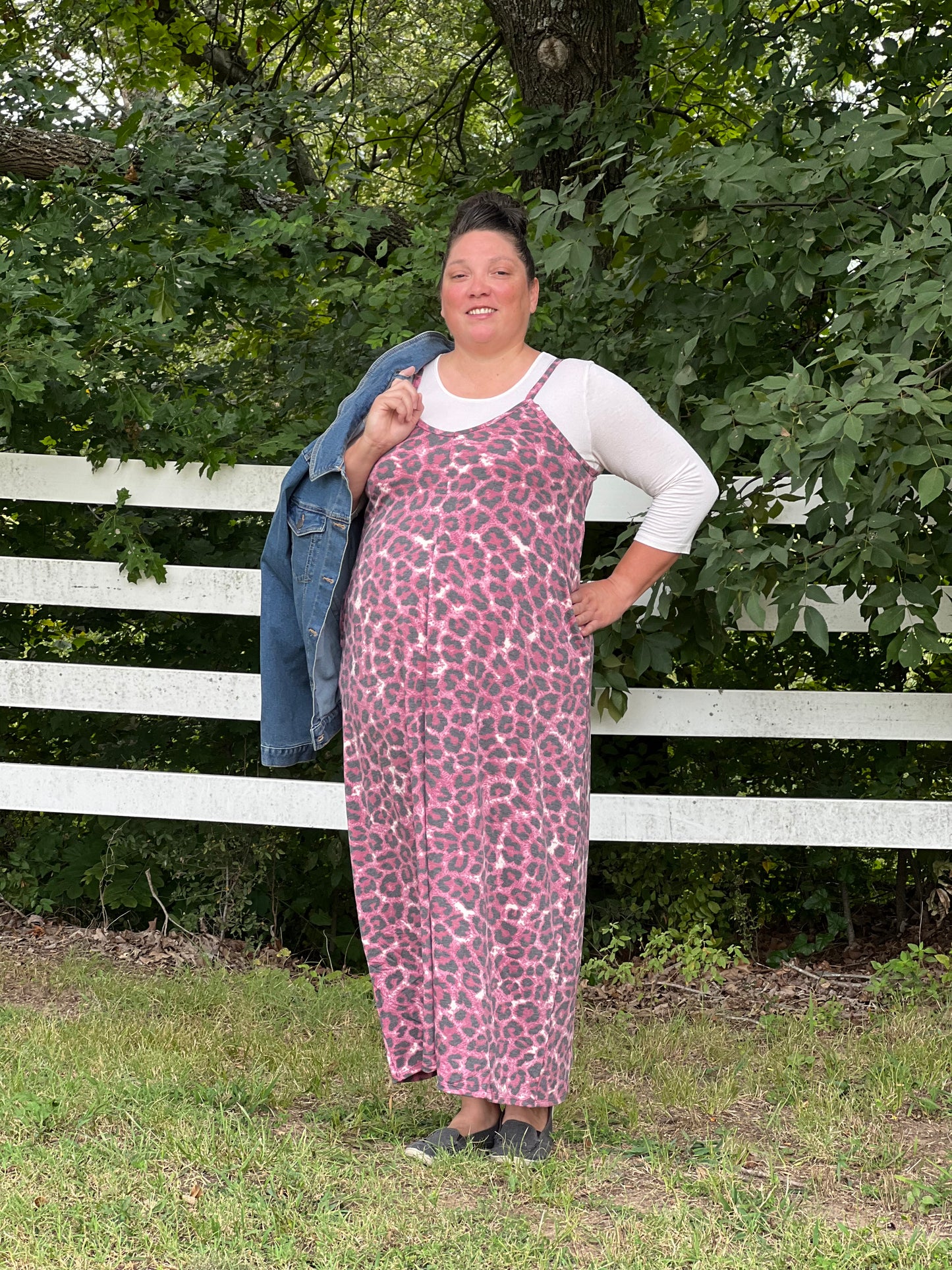 Tank Maxi Dress- Washed Cranberry Leopard