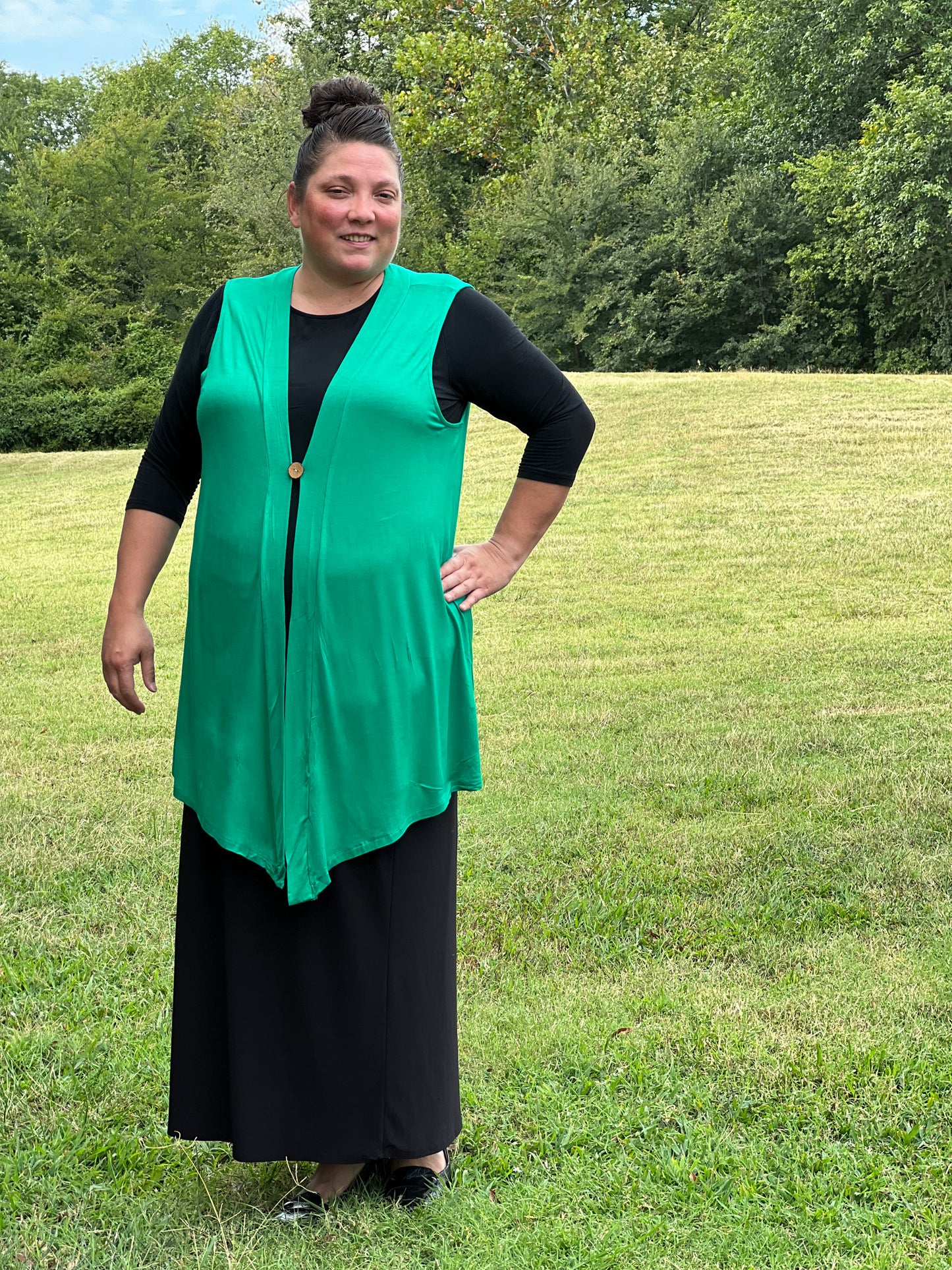 Drapey Sleeveless Cardigan-Plus Size