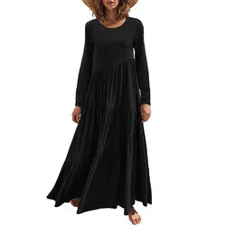 Layered Long-Sleeve Maxi Dress