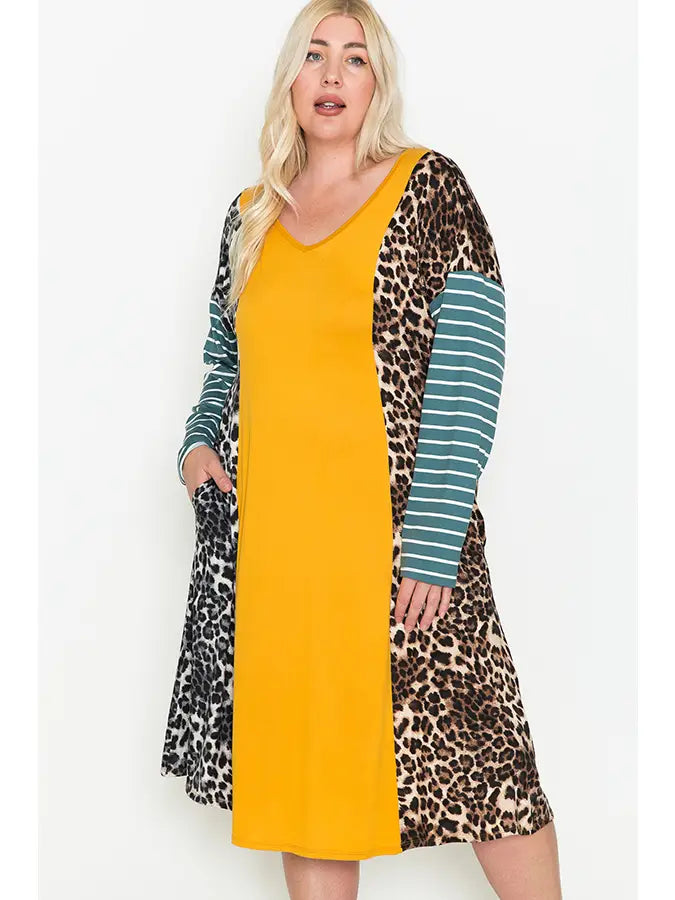 Mixed Print Tunic-Plus-size