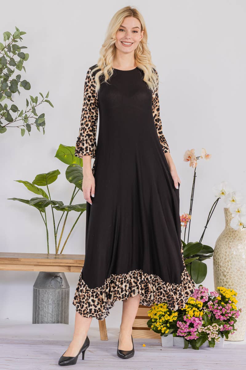 PLUS SIZE BELL SLEEVE MIDI-DRESS