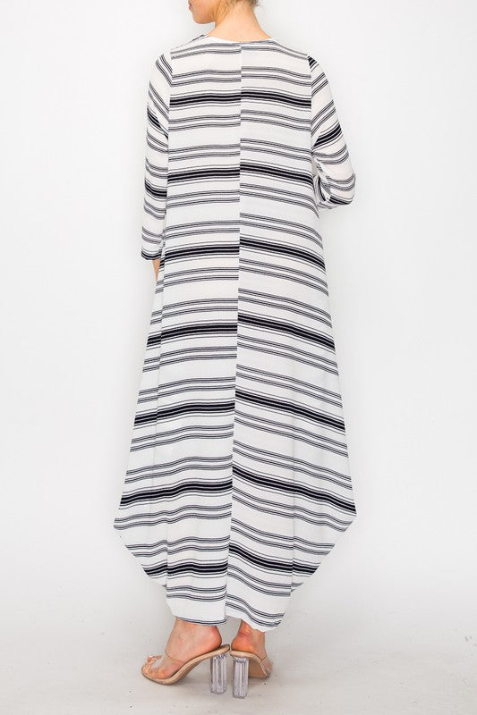 Maxi Bubble Dress- Black and White Stripe