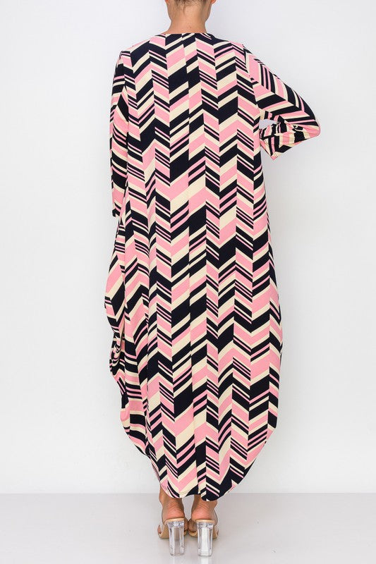 Maxi Liverpool Bubble Dress-Pink Chevron