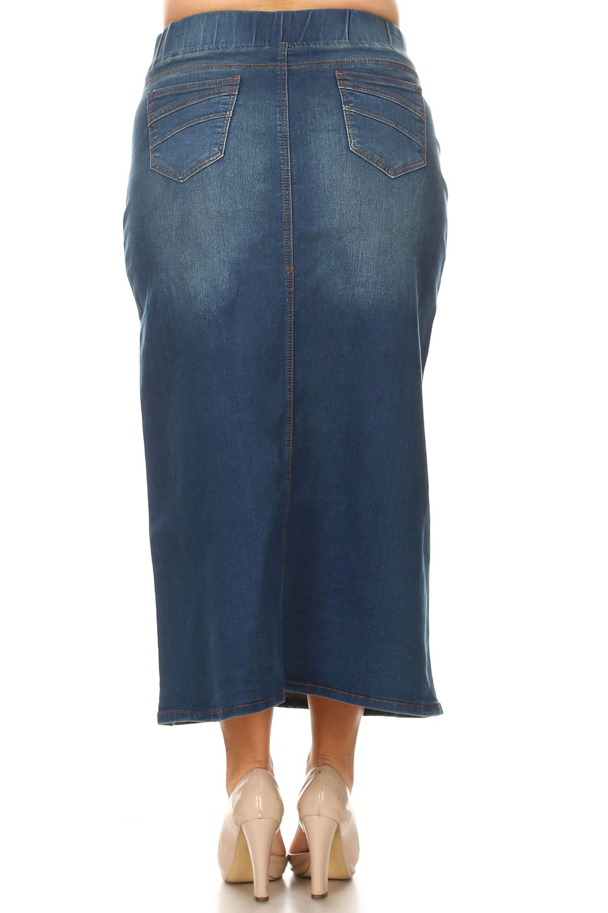 Plus Size Maxi Denim Skirt