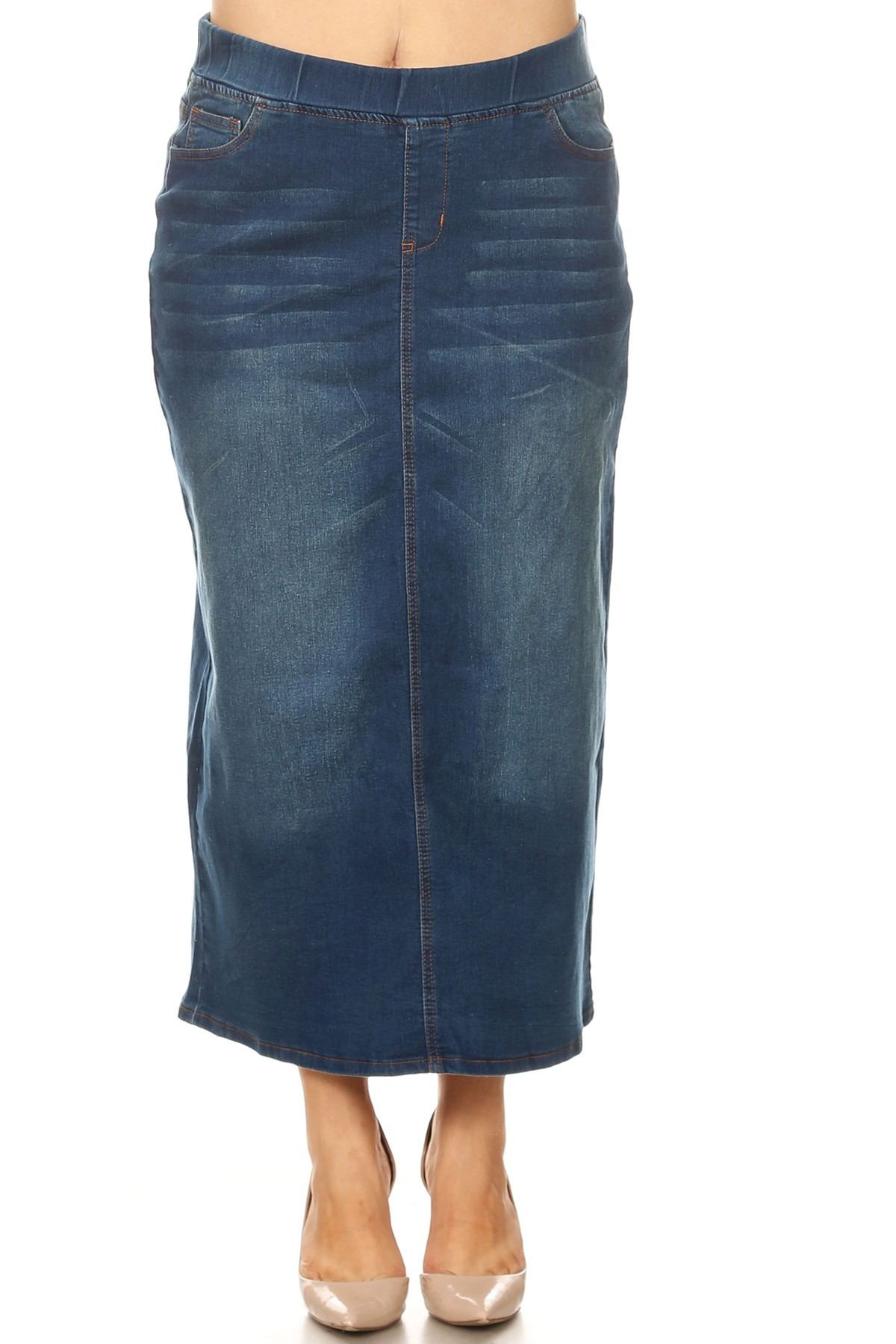 Plus Size Maxi Denim Skirt