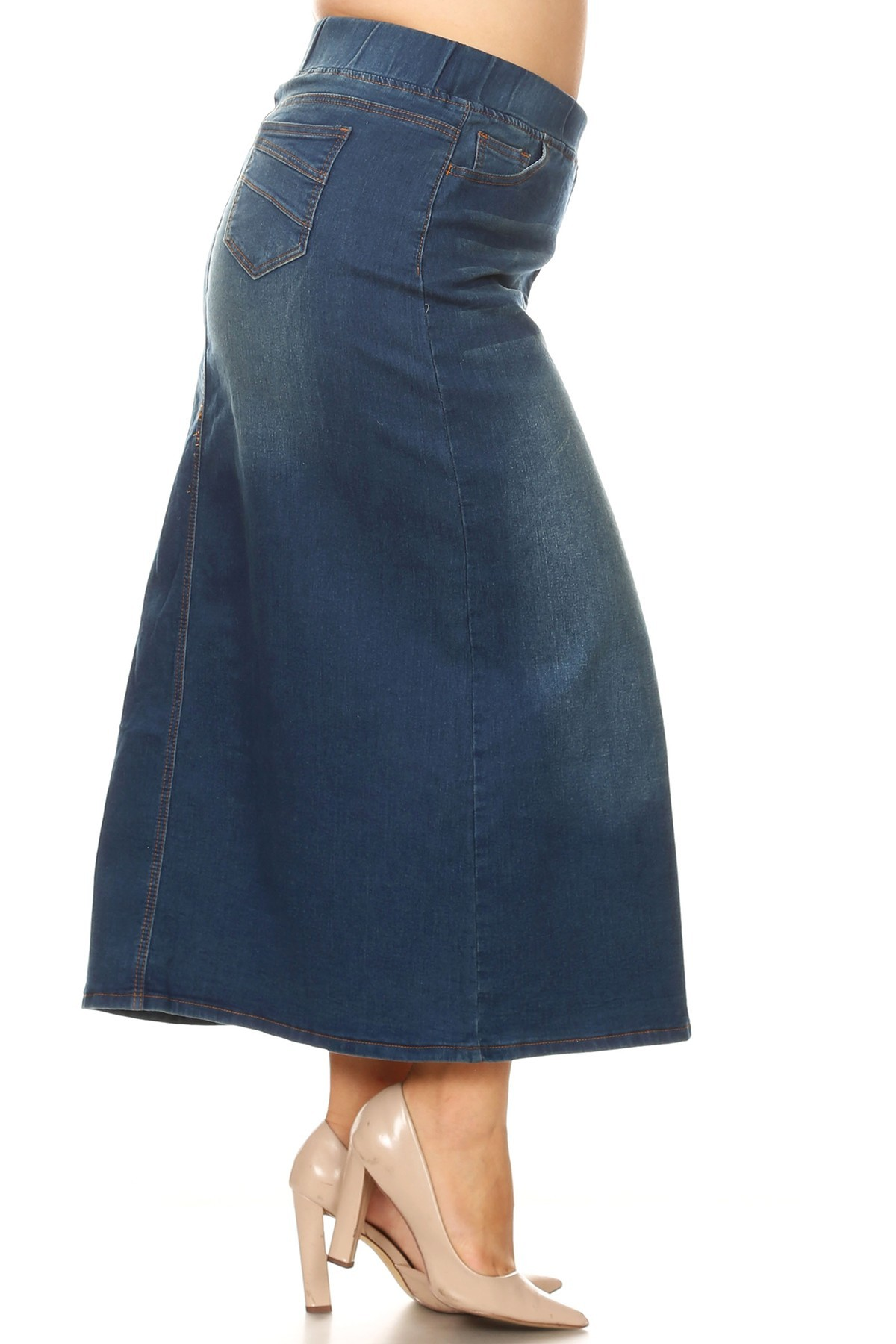 Plus Size Maxi Denim Skirt