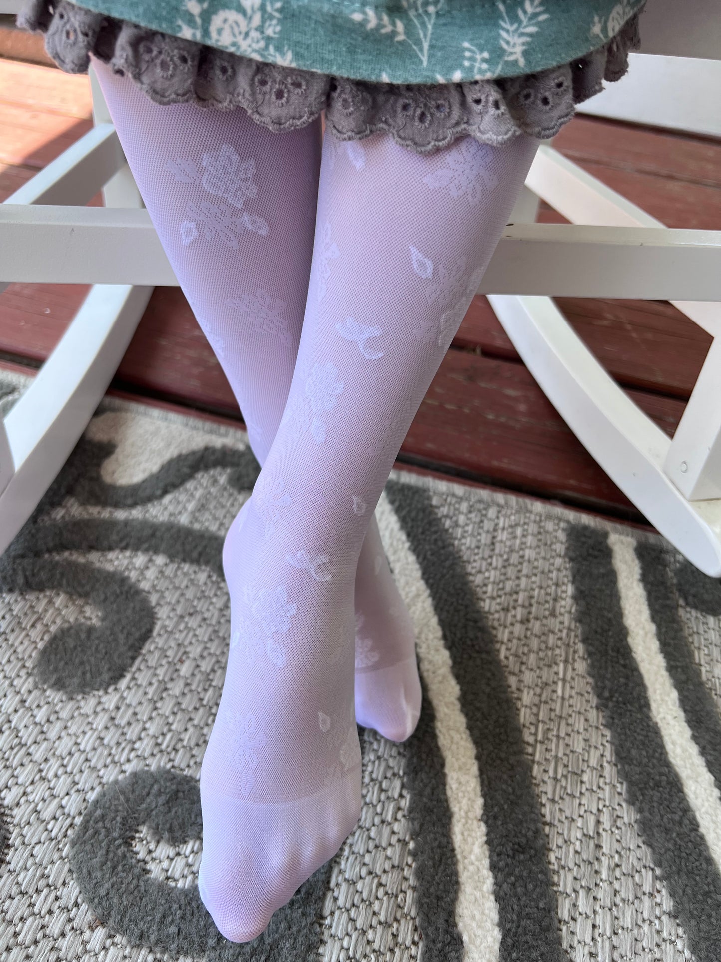 White floral lace tights