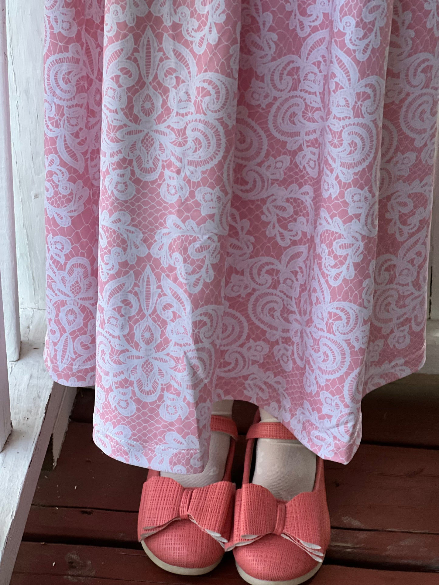 Lovely Lace Dress Pink and White