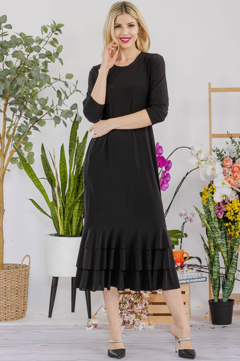 Plus-Size Ruffled Layering Dress