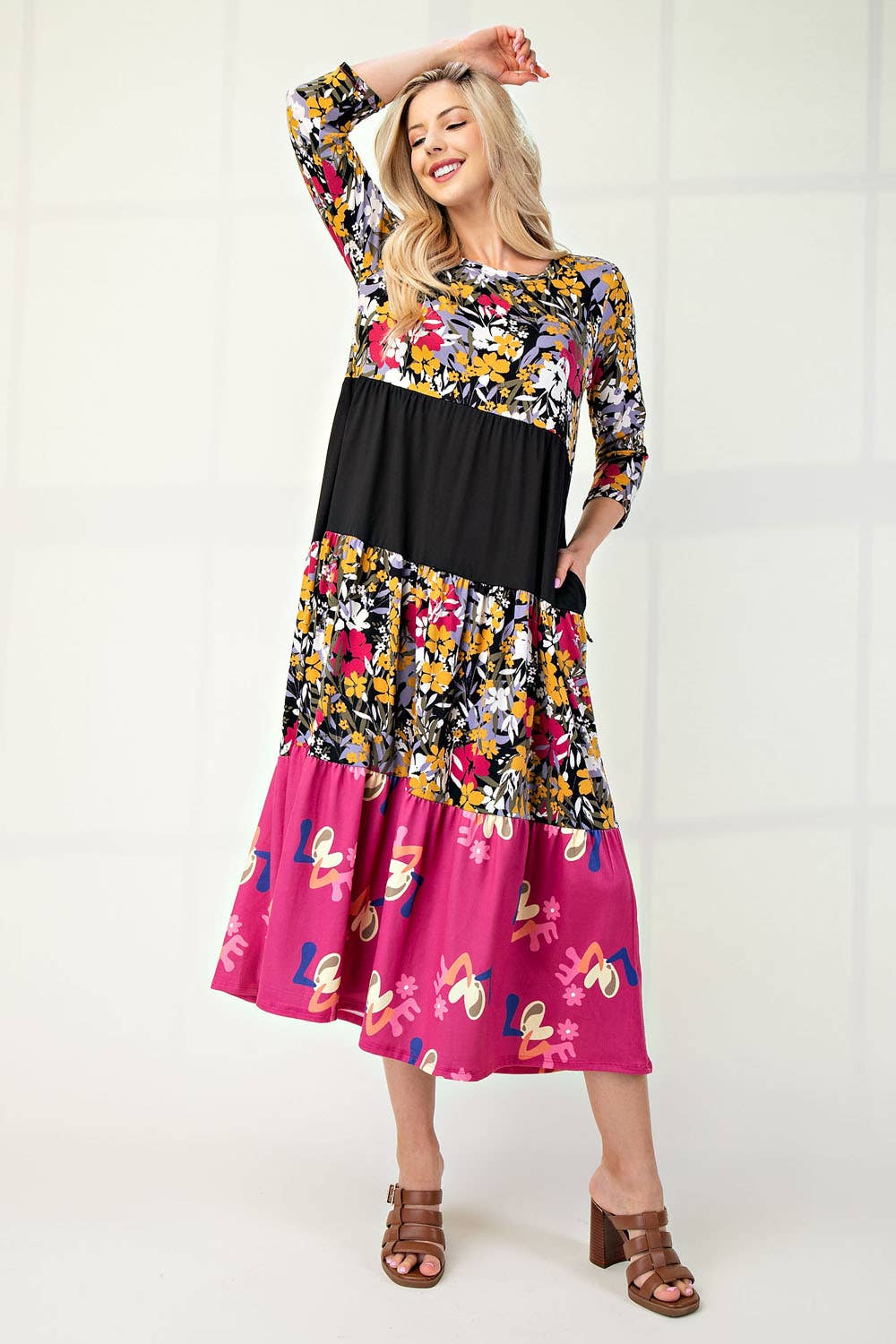 Floral Tiered Midi Dress