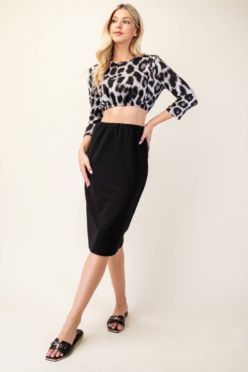 PLUS SIZE ANIMAL PRINT CROPPED LAYERING TOP