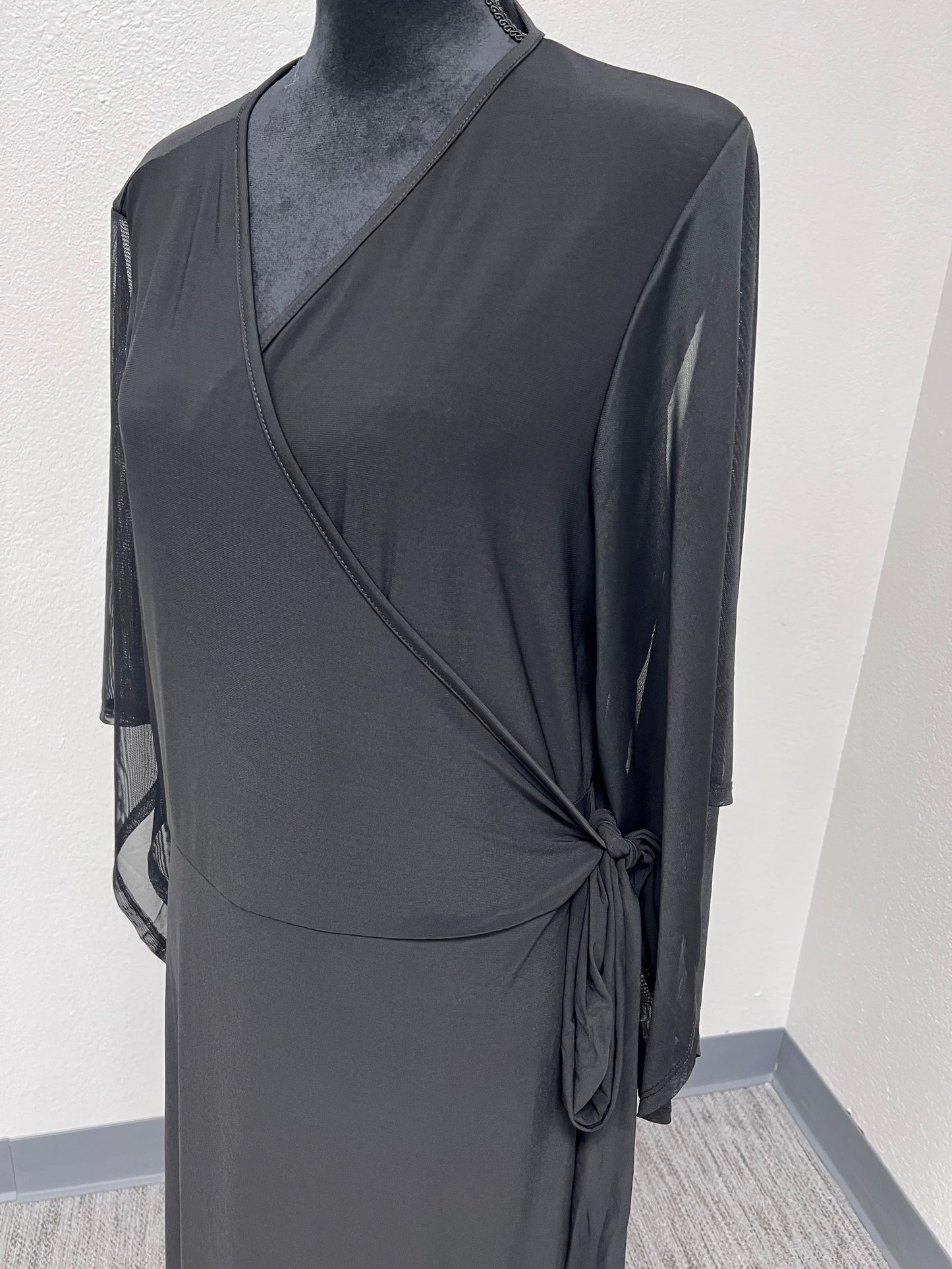 Mesh Over Lap Mesh Maxi Dress- Plus Size