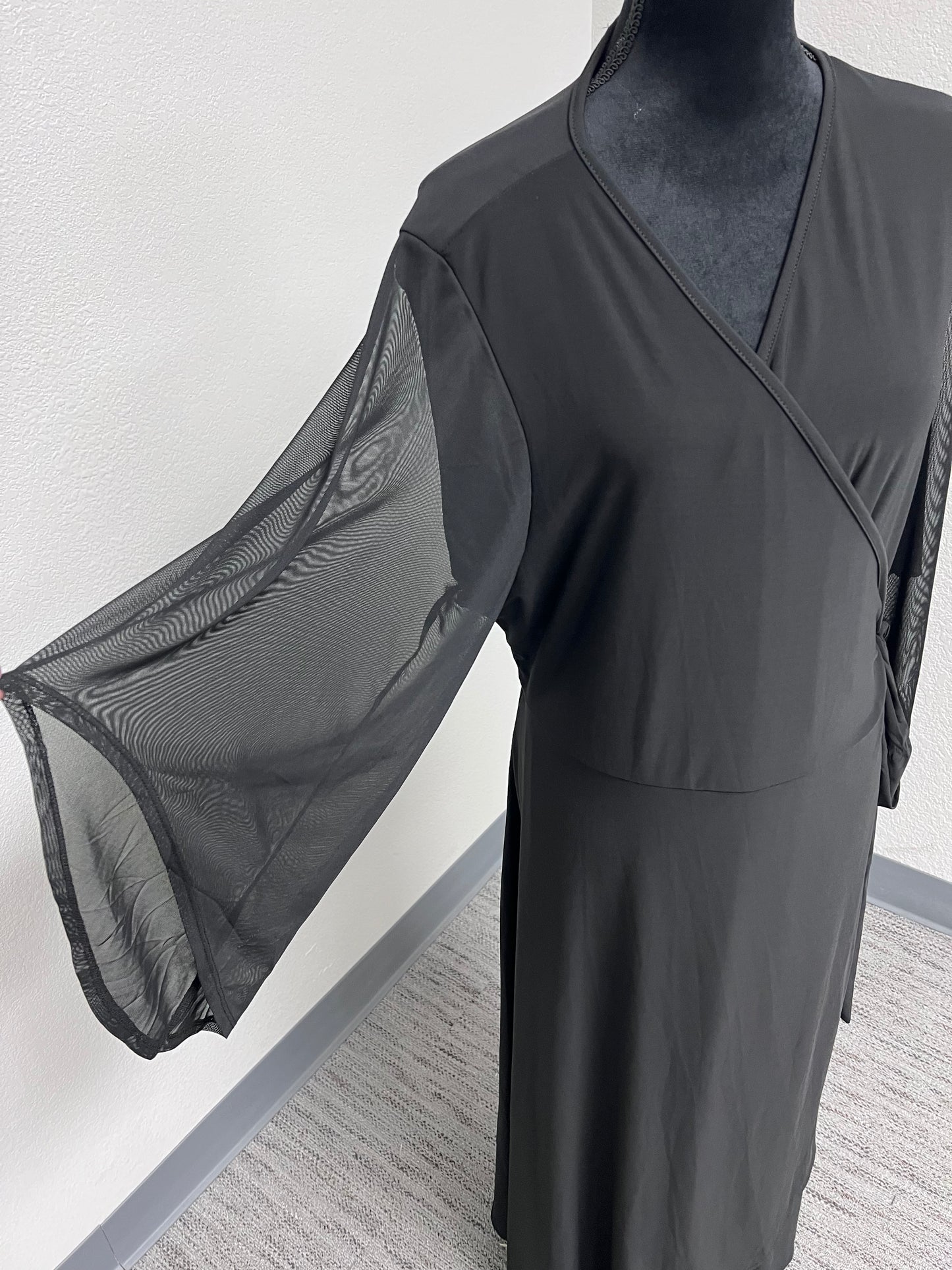 Mesh Over Lap Mesh Maxi Dress- Plus Size