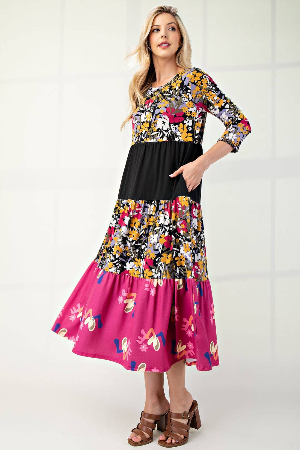 Floral Tiered Midi Dress