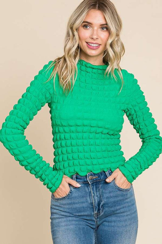Long-Sleeve Bubble Layering Top
