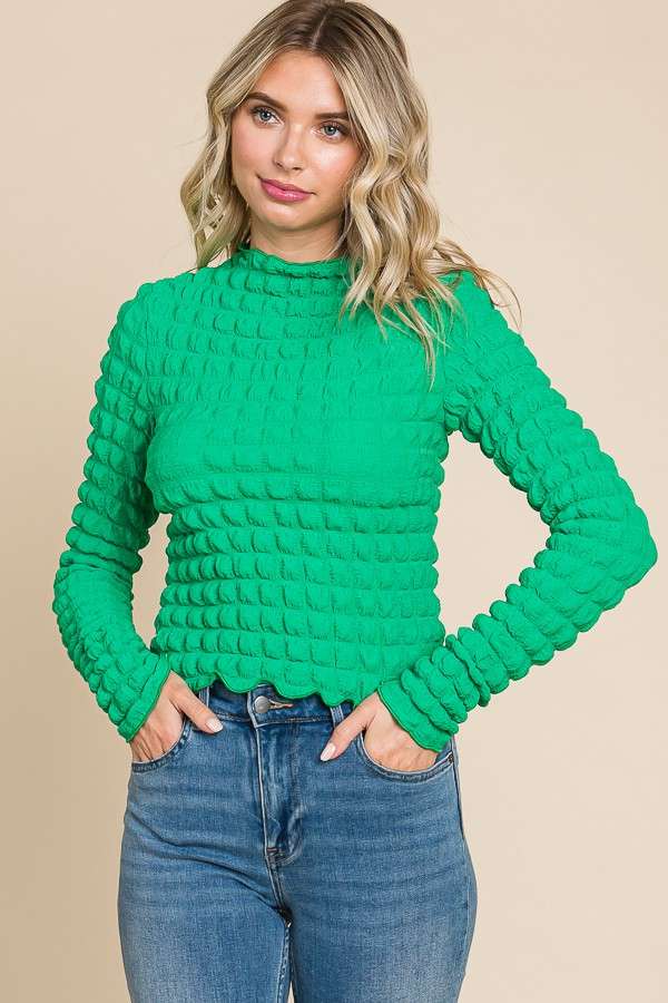 Long-Sleeve Bubble Layering Top