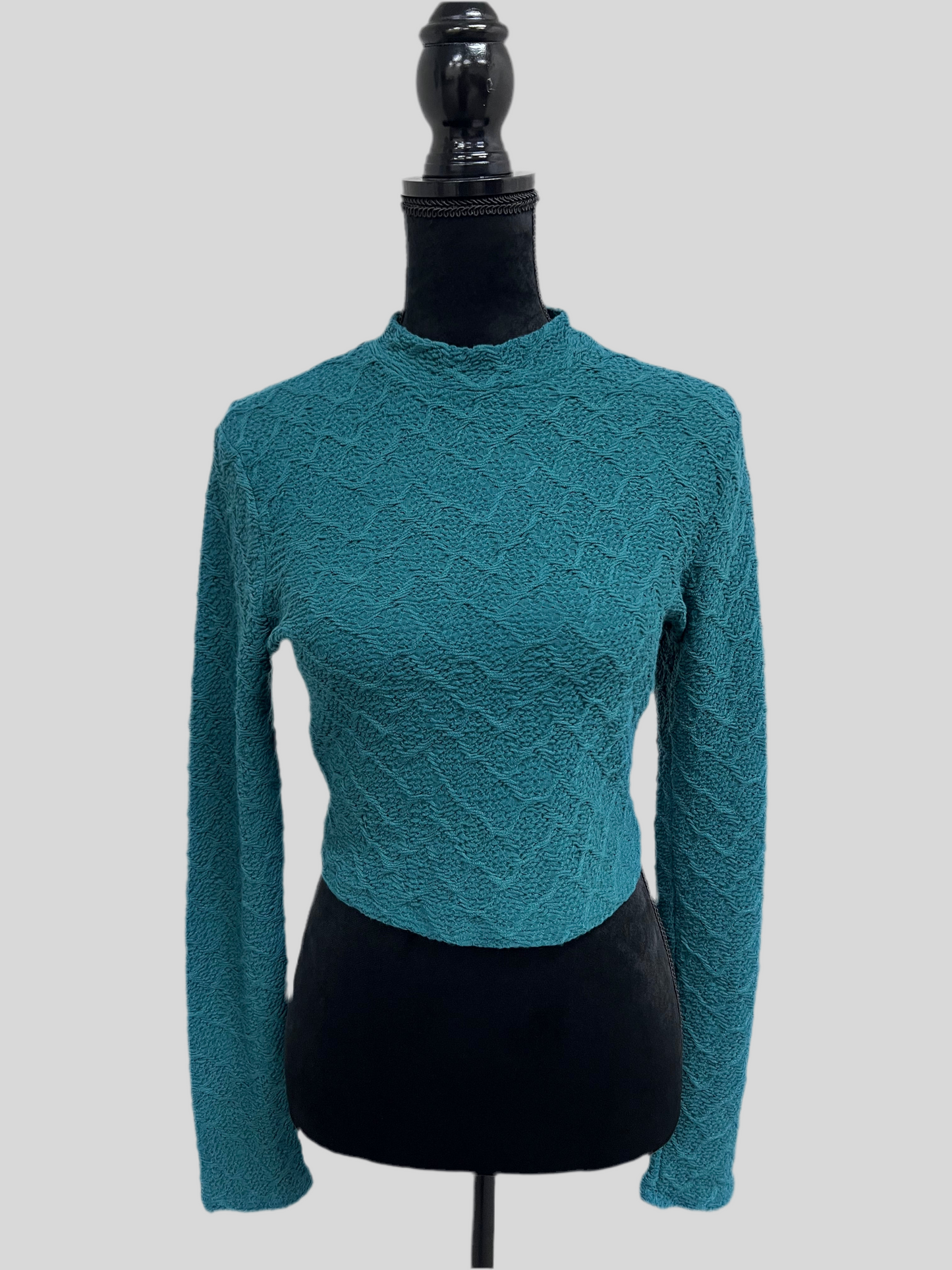 Mock Neck Jacquard Layering Crop Top