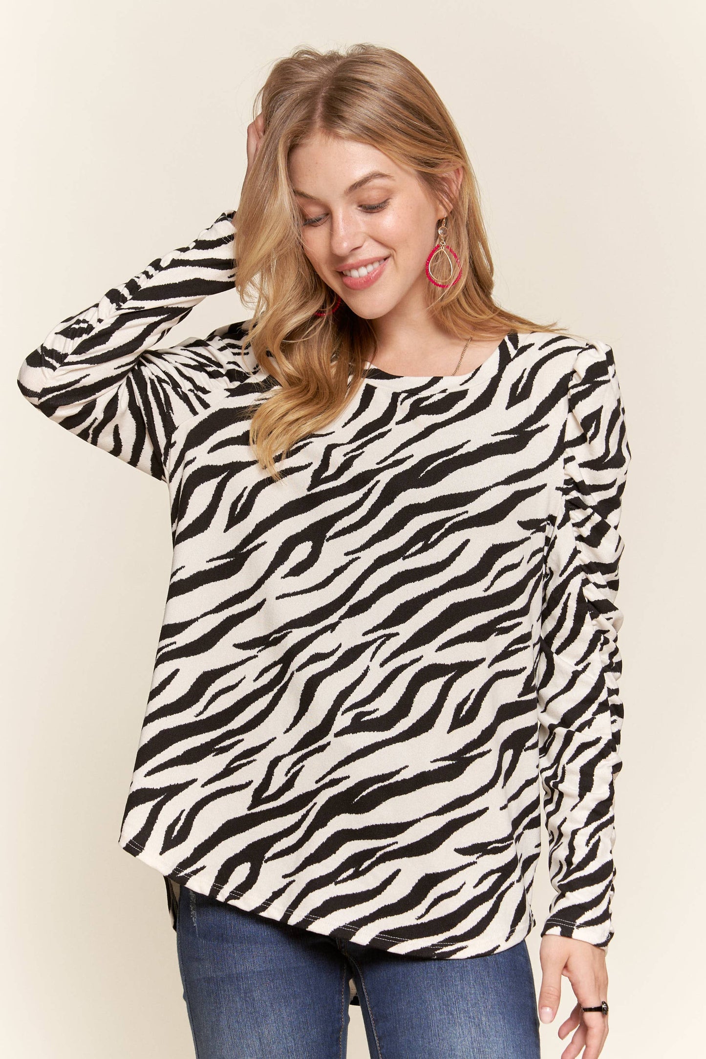 Puff Shoulder Long-Sleeve Top