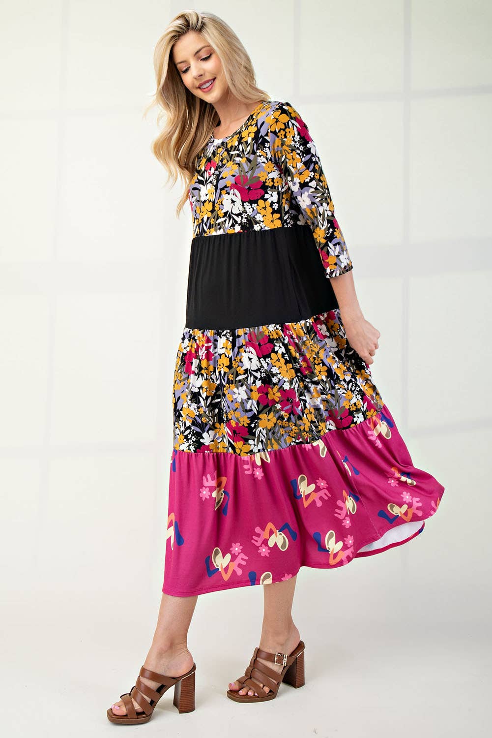 Floral Tiered Midi Dress