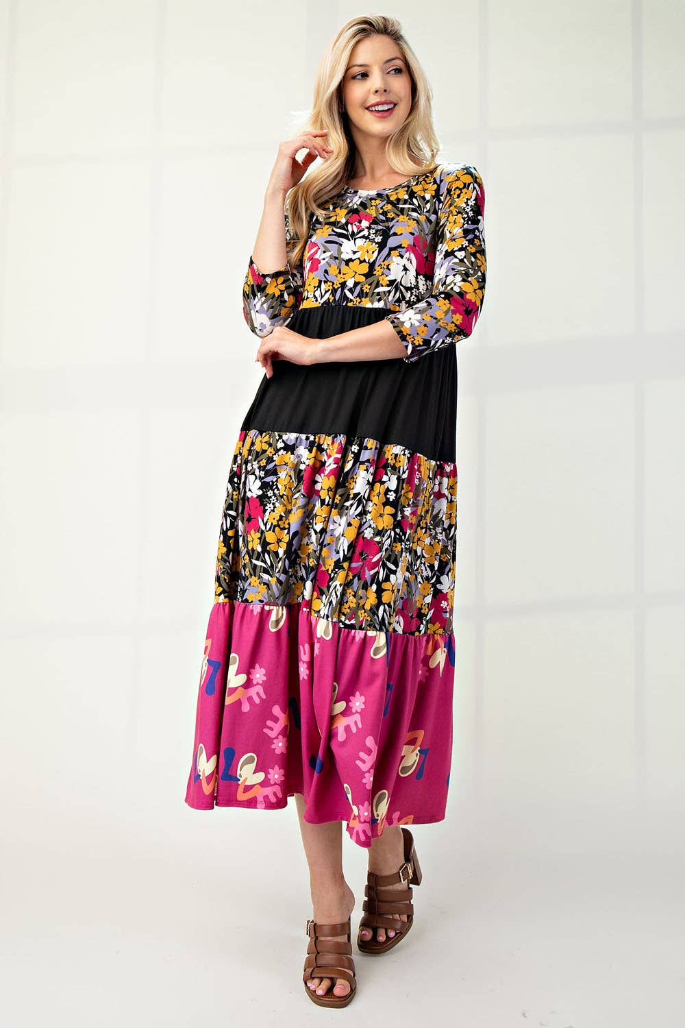 Floral Tiered Midi Dress