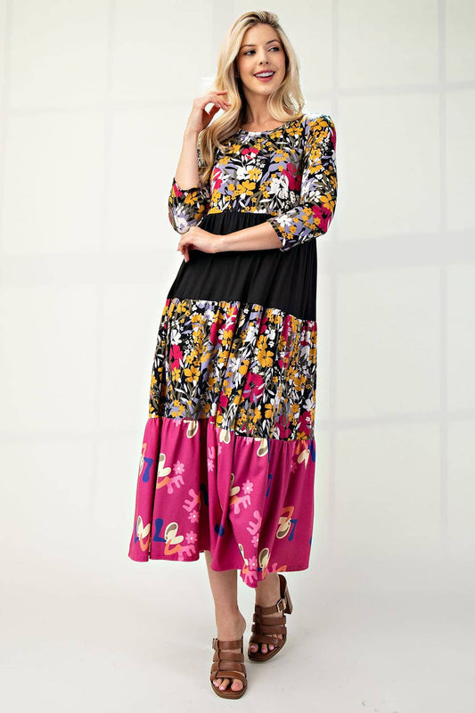 Floral Tiered Midi Dress