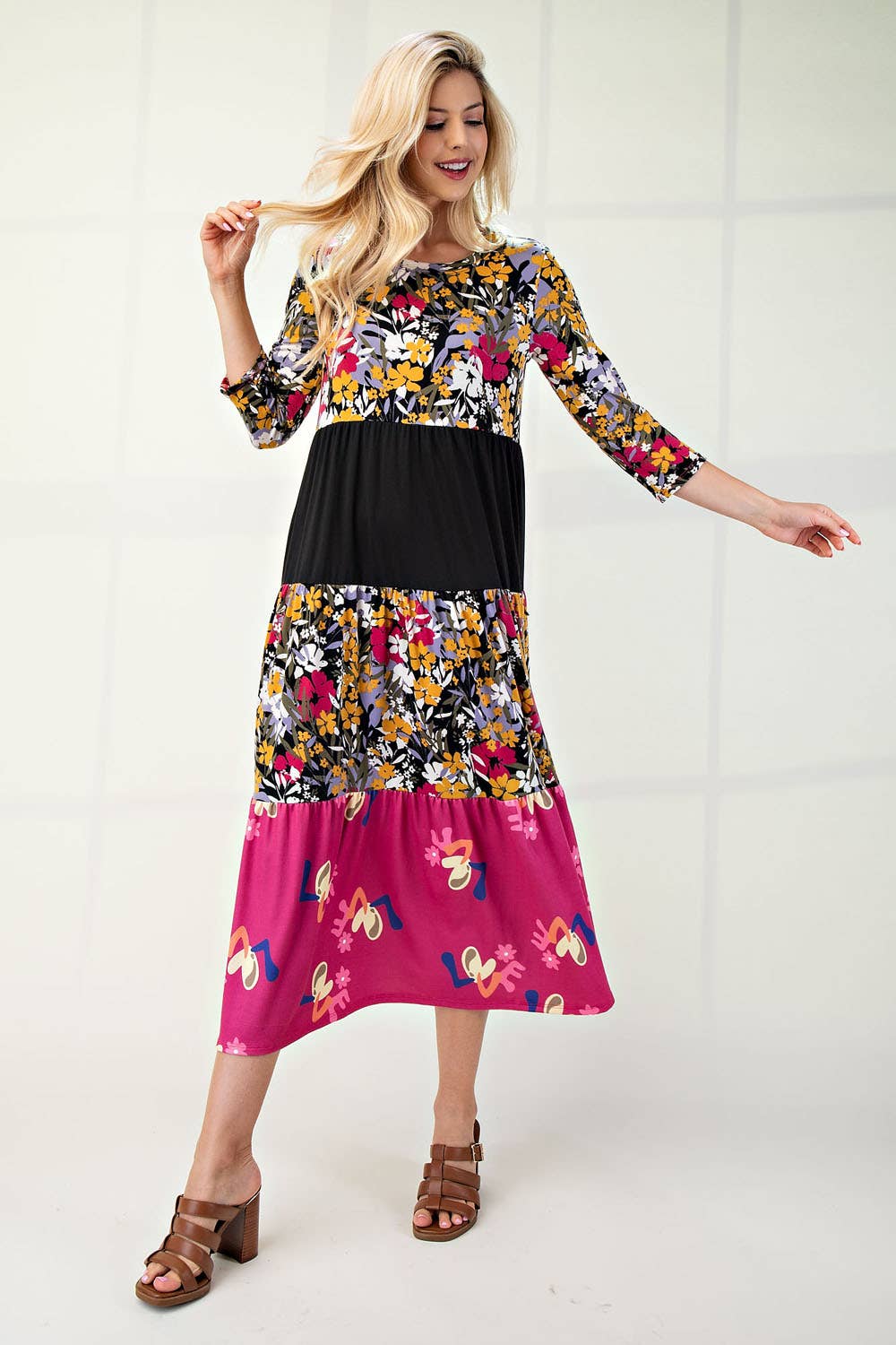 Floral Tiered Midi Dress