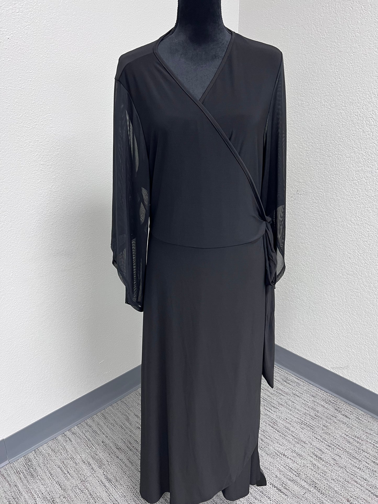 Mesh Over Lap Mesh Maxi Dress- Plus Size