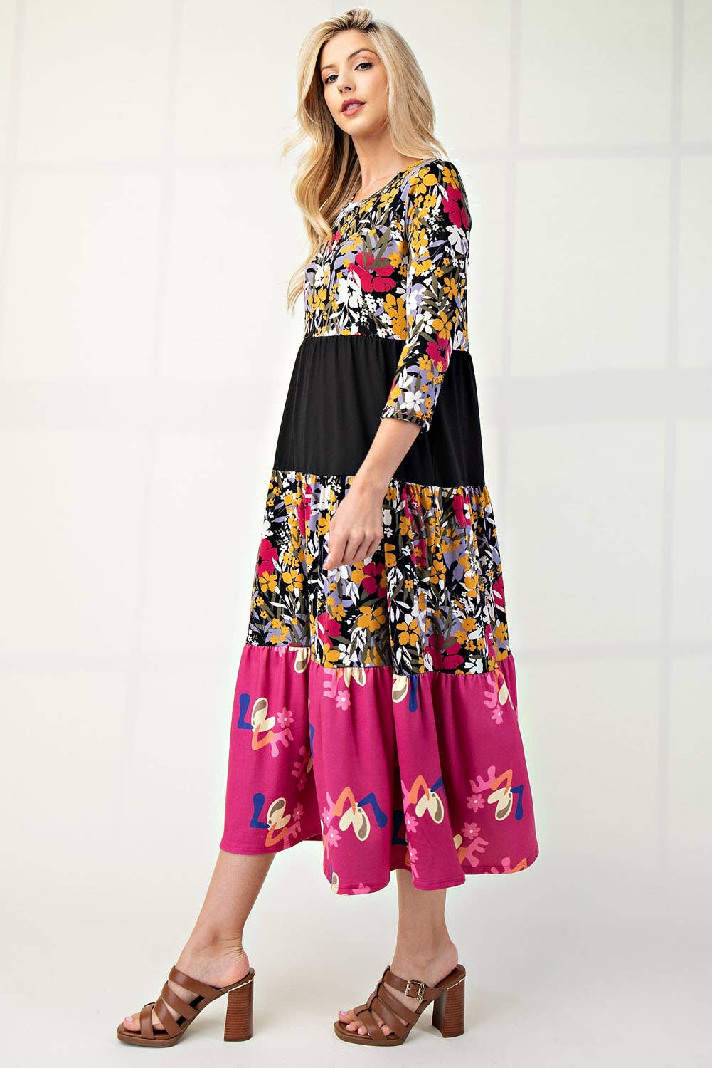 Floral Tiered Midi Dress