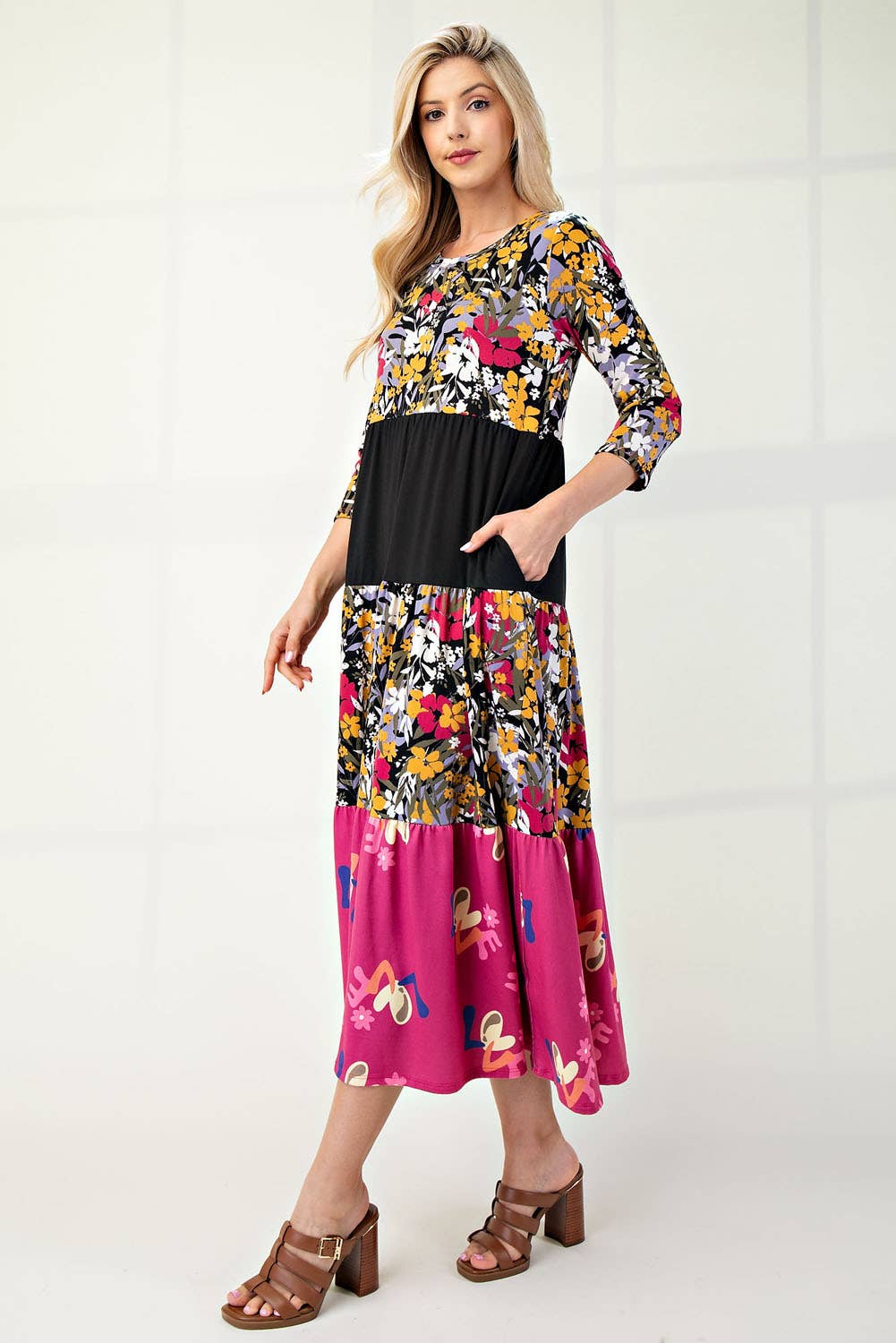 Floral Tiered Midi Dress