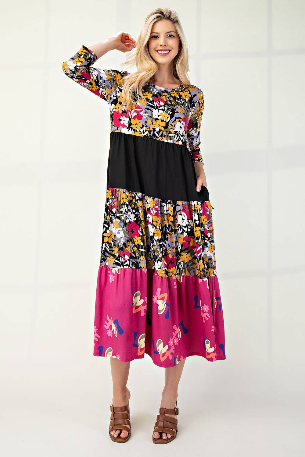 Floral Tiered Midi Dress