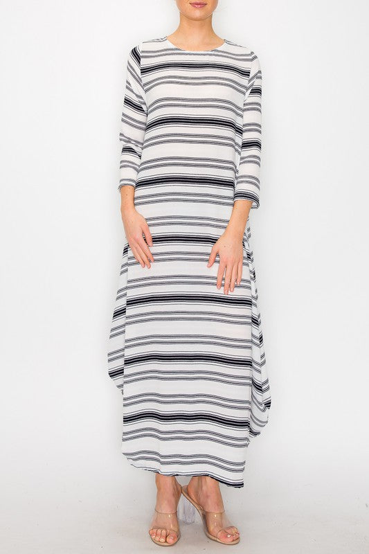 Maxi Bubble Dress- Black and White Stripe