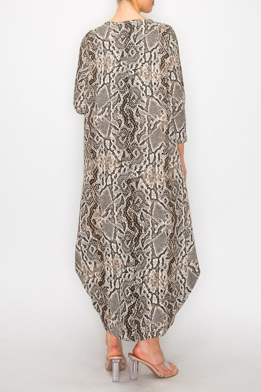 Maxi Bubble Dress- Snake Print