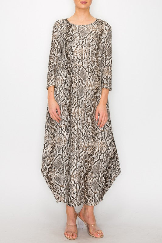 Maxi Bubble Dress- Snake Print