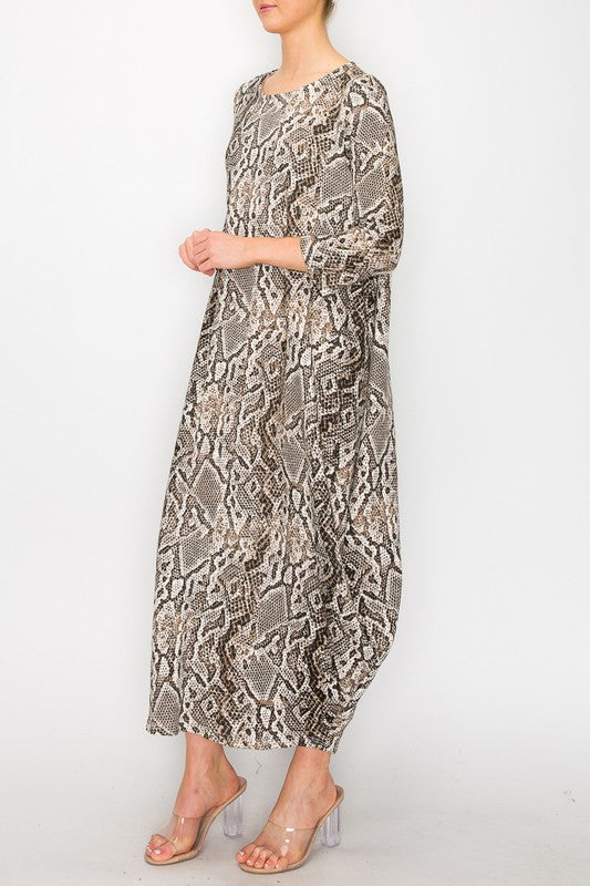 Maxi Bubble Dress- Snake Print