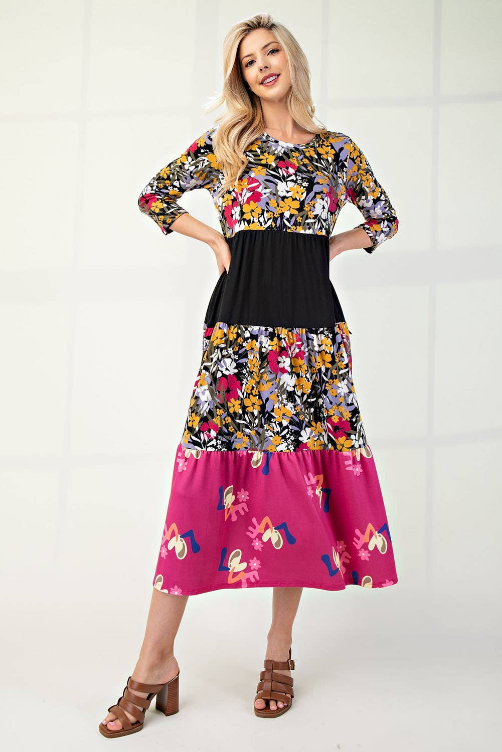 Floral Tiered Midi Dress