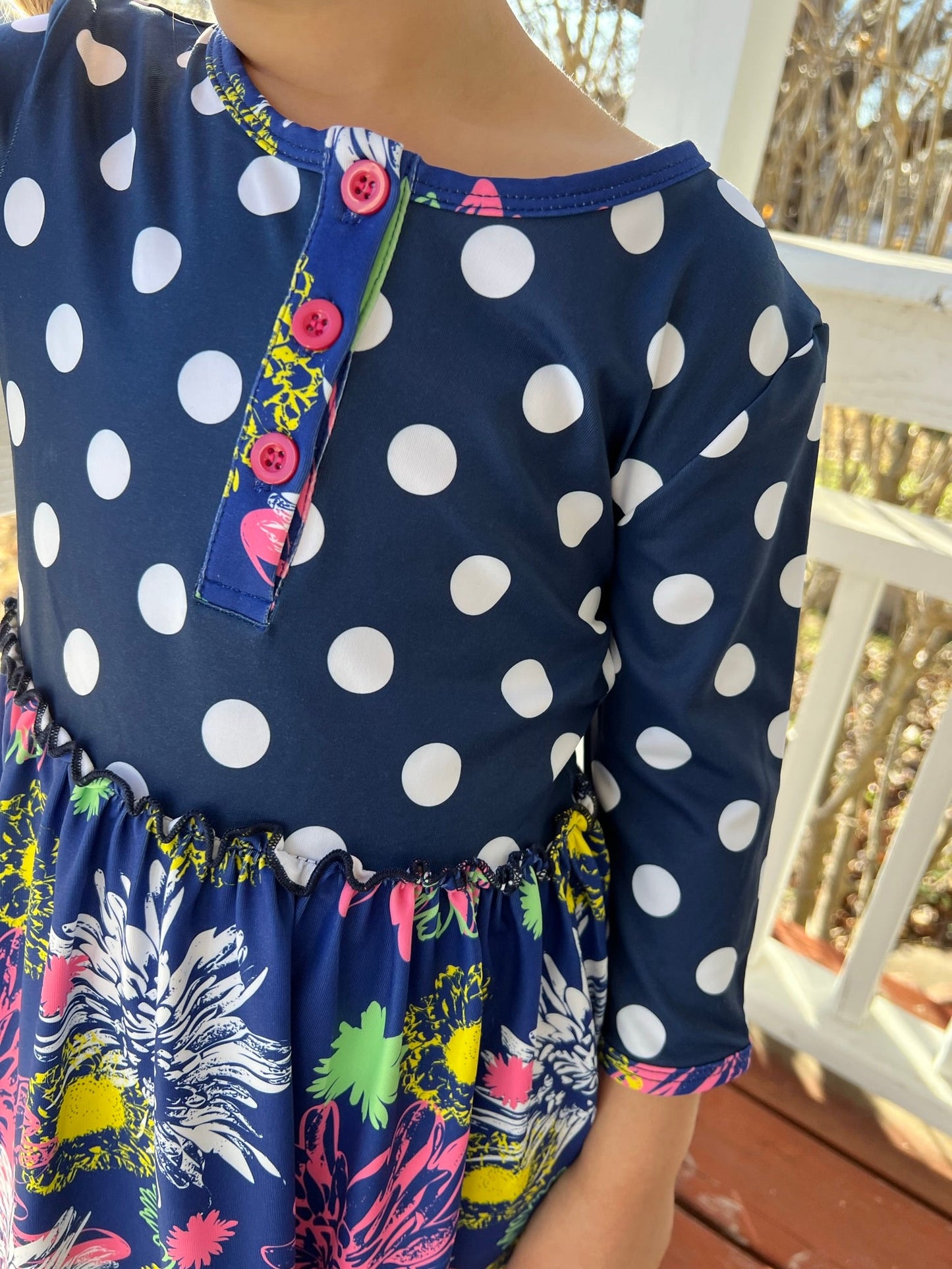 Darling Riley Dress Blue Floral Polka Dot