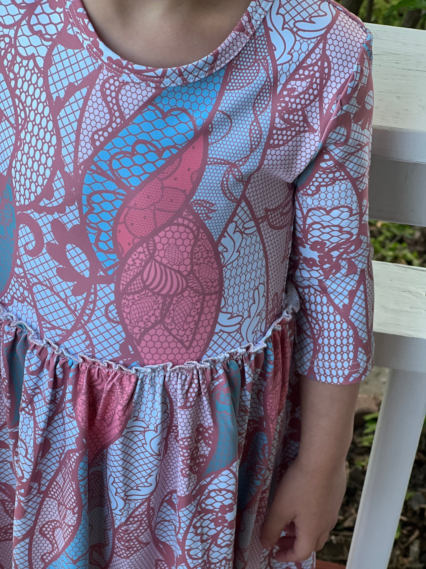 Lovely Lace Dress Pink and Blue Multi