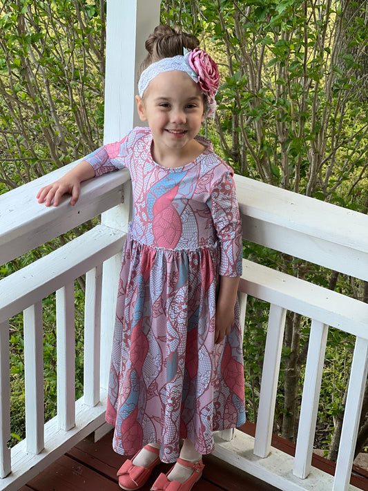 Lovely Lace Dress Pink and Blue Multi